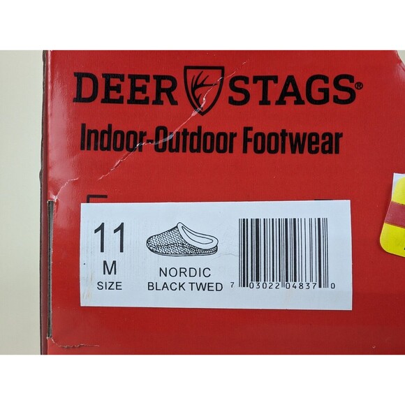 Deer Stags Slipperooz Nordic Slippers Mens 11 M Black Tweed Slip On Shoes NWB - Picture 10 of 11